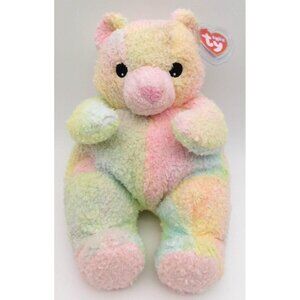 TY Baby Bearbaby Rattle Plush Lovey with Tag Pillow Pal Rainbow Ty-Dye 1999